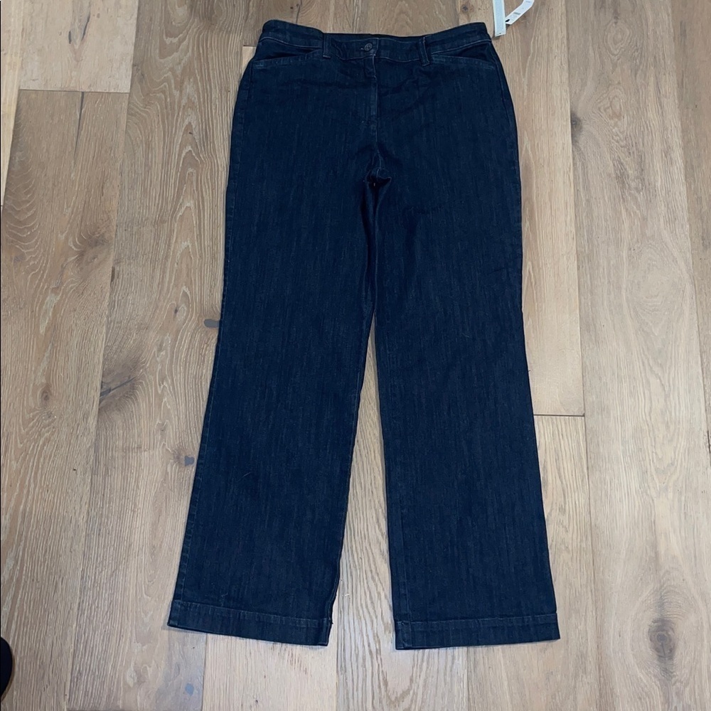 NWT Talbots Blue chambray Denim Wide Leg Trouser Jeans, Size 10 pants jeans